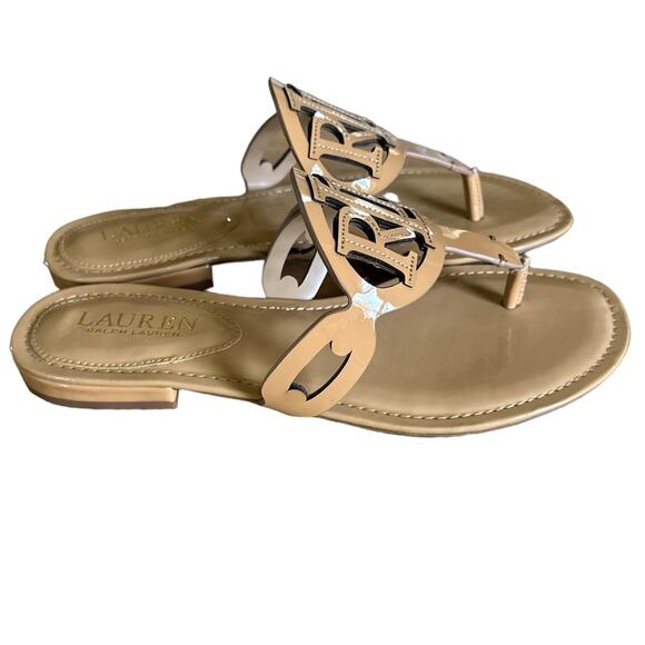 New Women's Lauren Ralph Lauren Tan Audrie Jelly Flip Flop Sandals‎ size 9 - Picture 2 of 4
